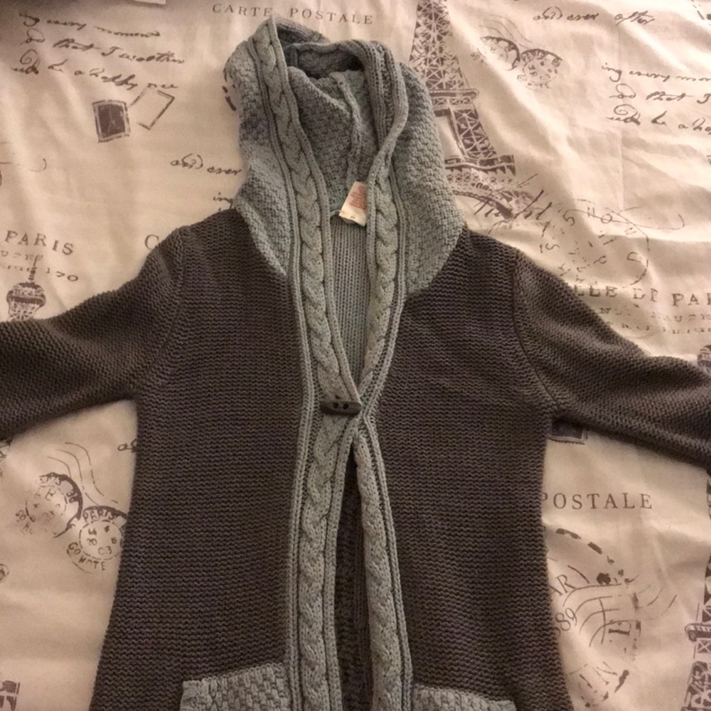 Blue and grey knit sweater